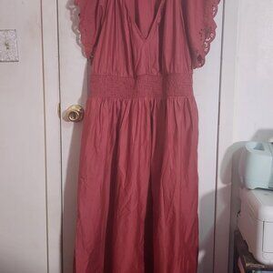 Old Navy Red Lace Sleeve Maxi Dress